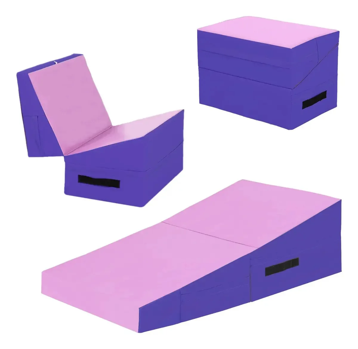 Alguns tapetes de ginástica inclinados para ambientes internos e externos. Cor: Rosa
