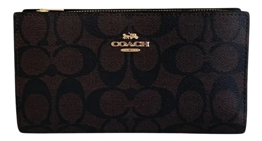 Carteira Coach Slim Zip Brown
