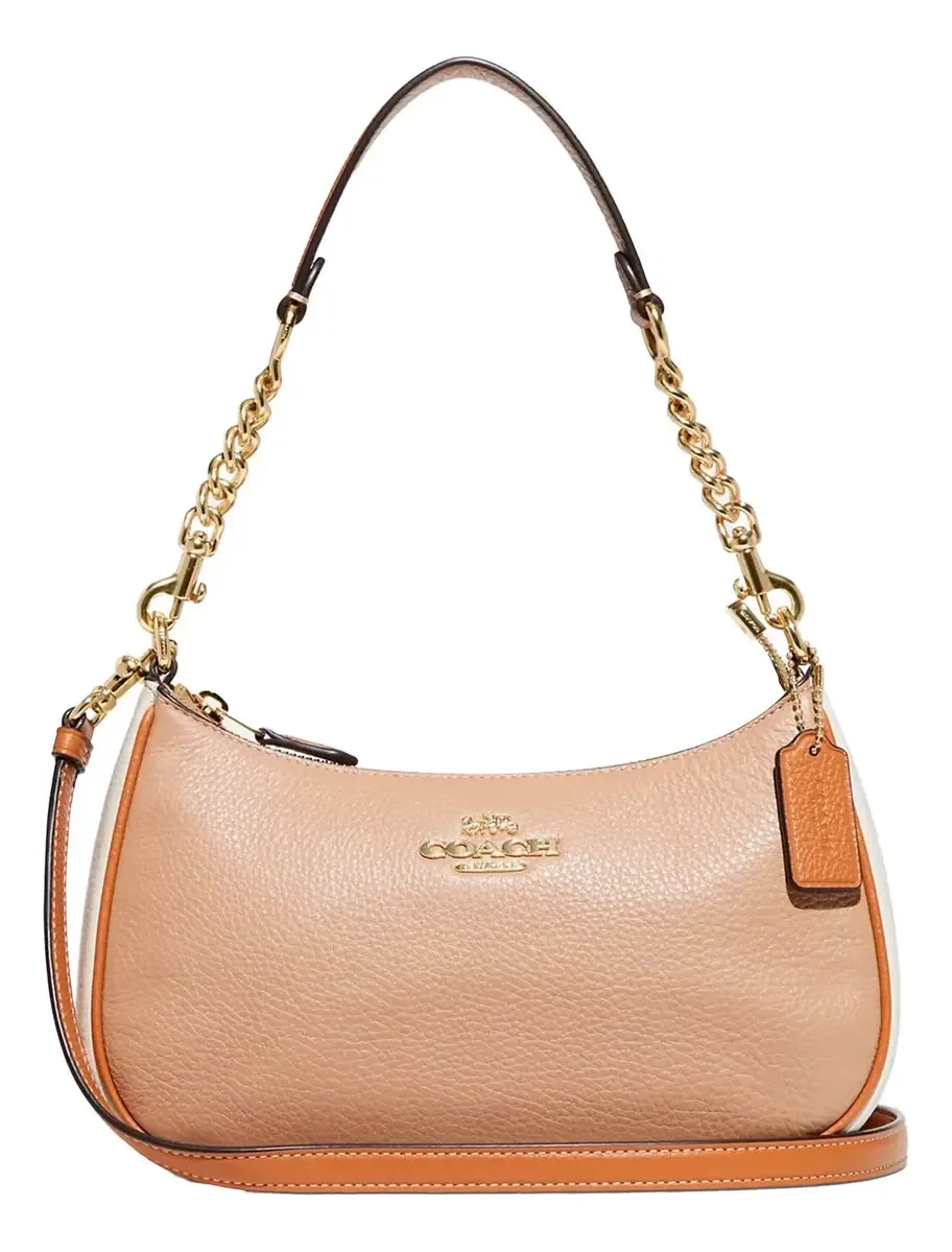 Bolsa de ombro Coach Ca209 Teri, bolsa de ombro, couro, cor preta, marrom claro
