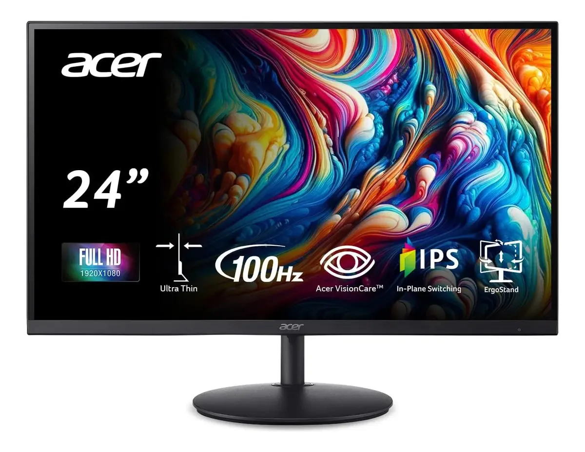 Monitor de computador com suporte e alto-falantes embutidos