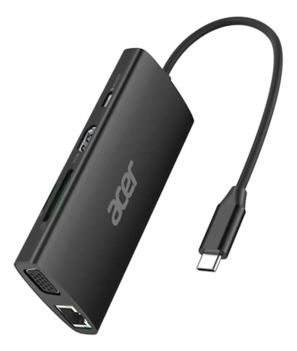 Hub Acer Usb C com HDMI 4k, adaptador USB C 9 em 1 preto