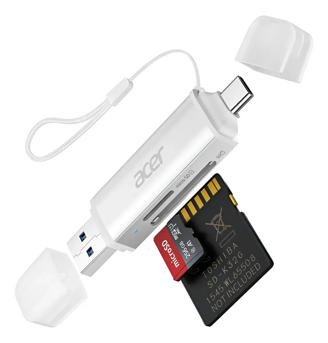 Leitor de cartão SD Acer Usb C Dual Slots Usb 3.0 Tipo C Prateado