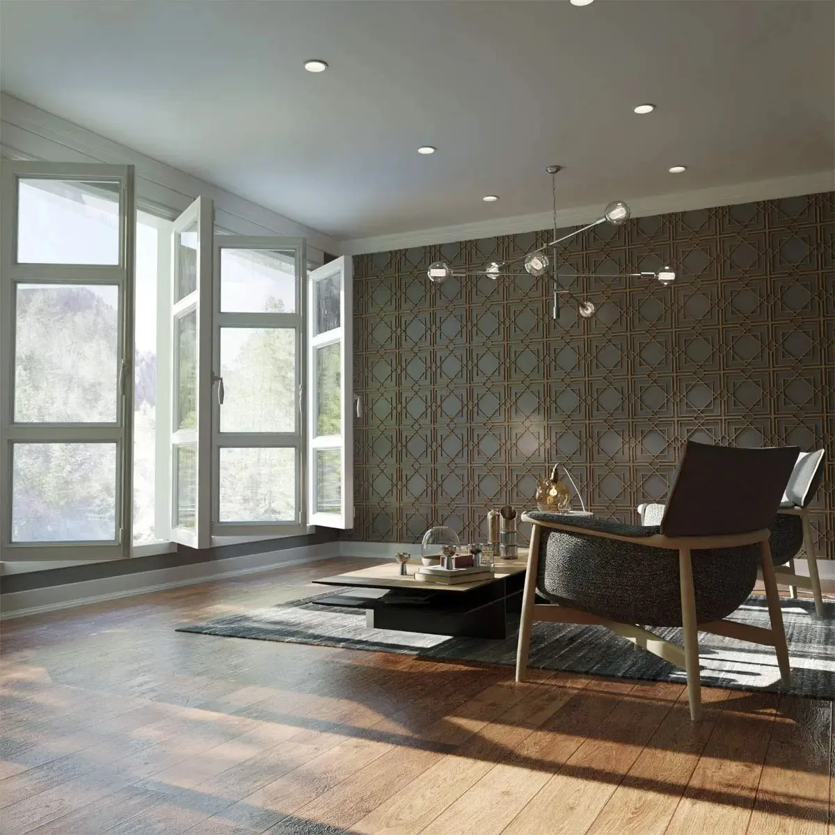 Painéis de parede Ekena Millwork WALW12x12x0250LWDBI Lakewood