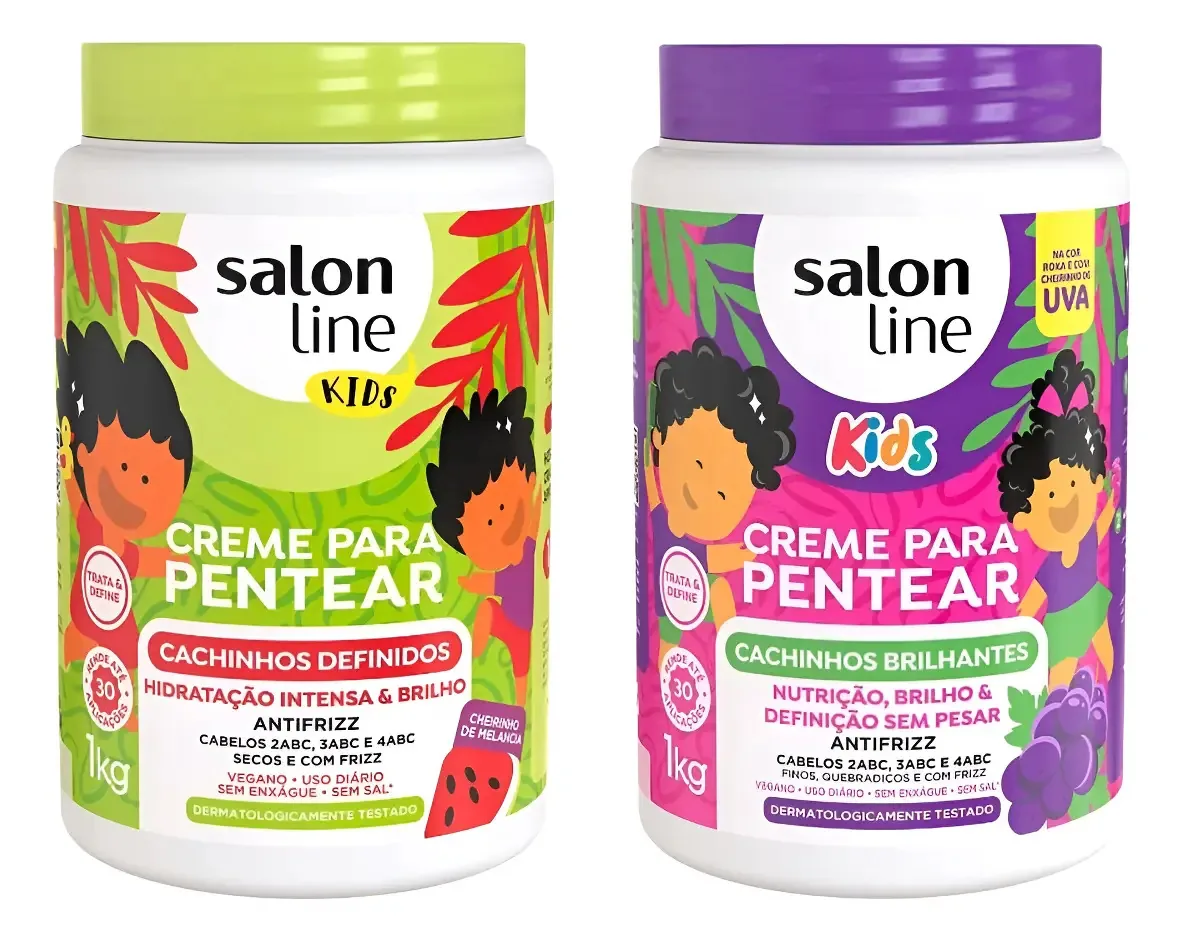 Kit 2 Cremes Para Pentear Melancia E Uva Kids