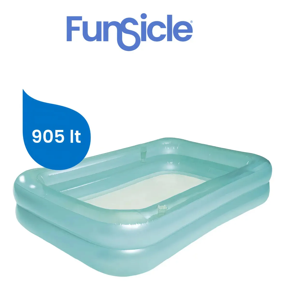 Funsículo retangular inflável Pileta 905lts Facil Armado Color Celeste