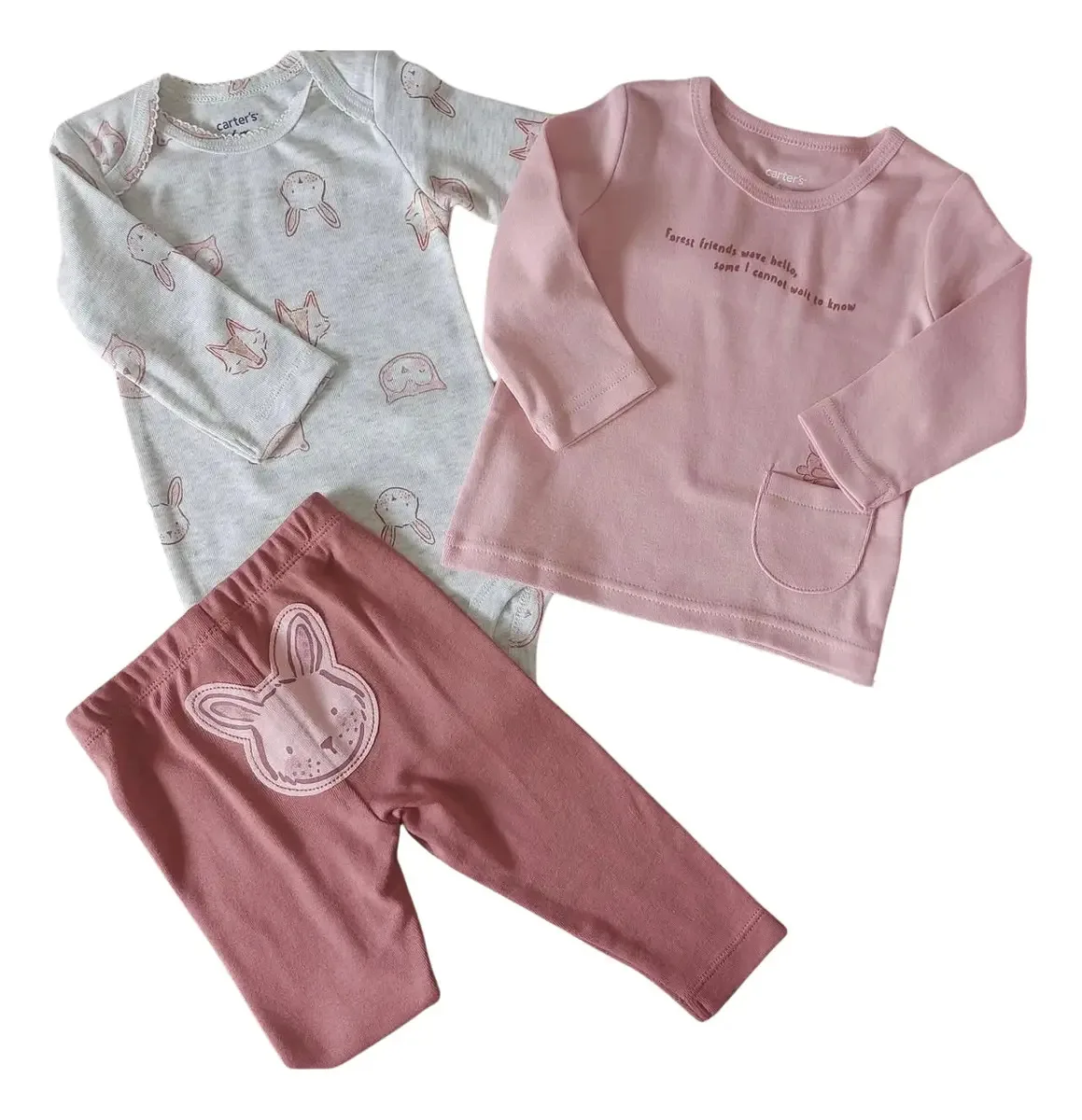 Conjunto Carters Roupa Bebê Menina Infantil 3 Cor Rosa Tamanho 6m