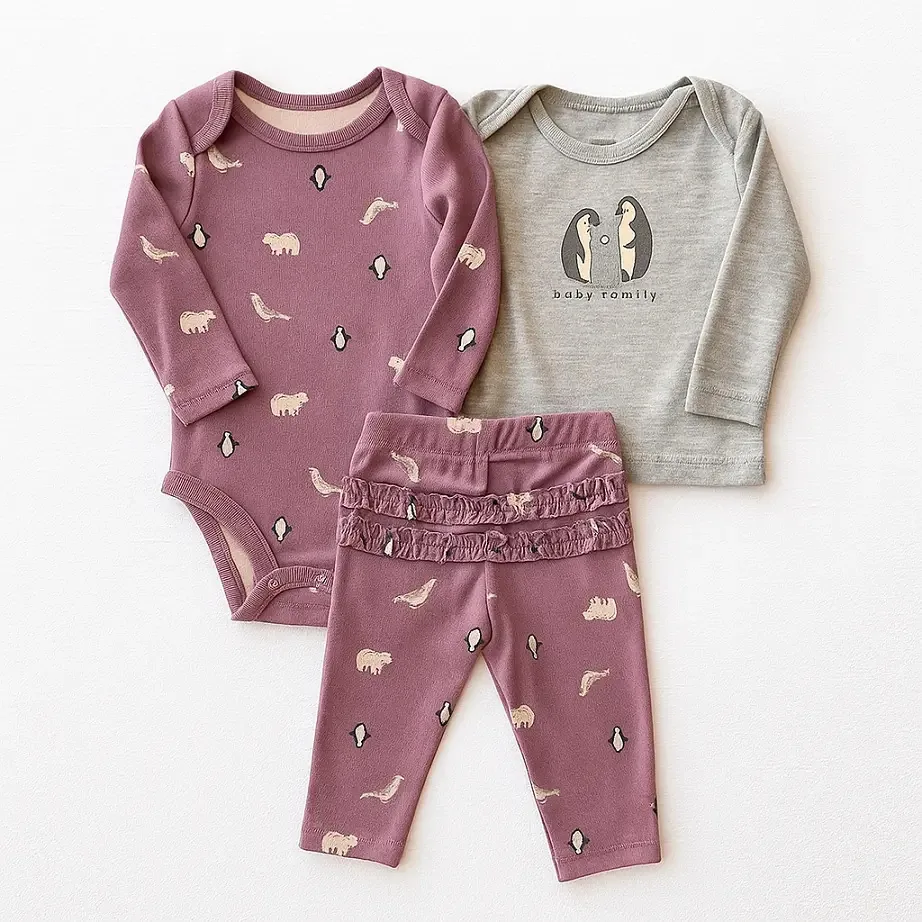 Conjunto Carters Roupa Bebê Menina Infantil 3 Cor Lavanda Tamanho 9m