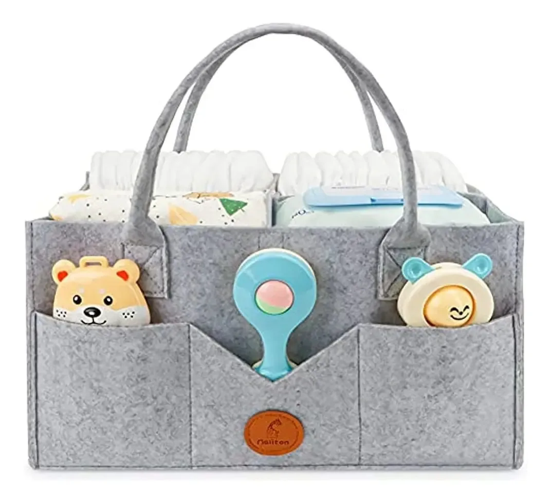 Organizador de fraldas portátil para interior e exterior com listras cinza Solid Character