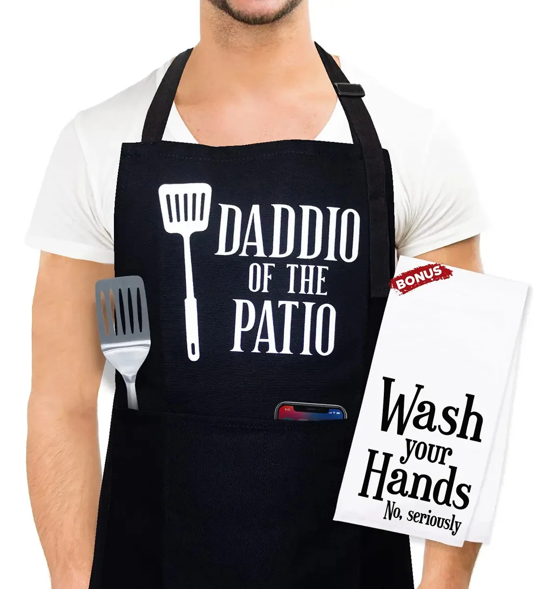 Aventais de cozinha Fortivo para homens, avental Parr cor preto