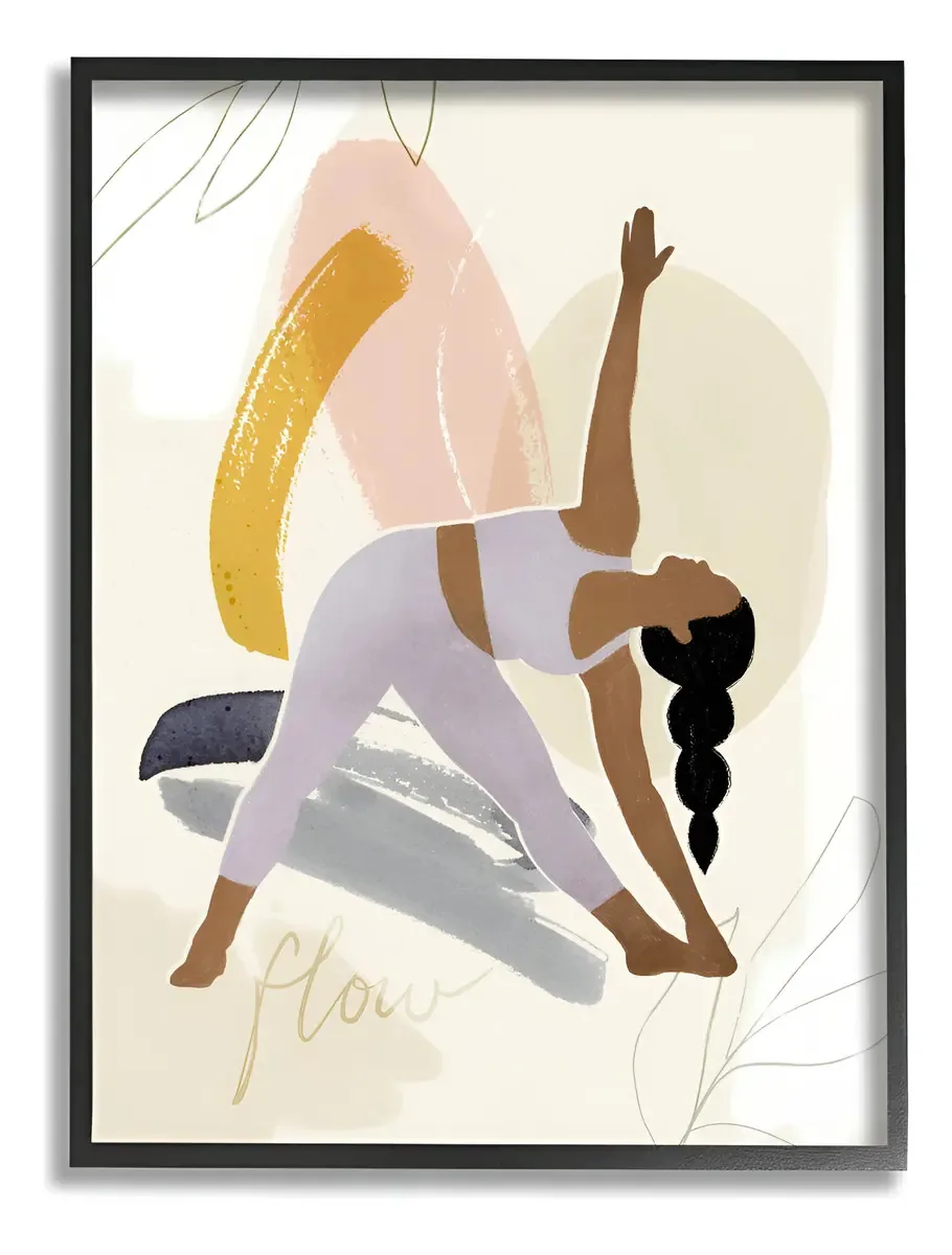 Stupell Industries Flow Yoga Text Plant Pattern Person. Cor: Bege