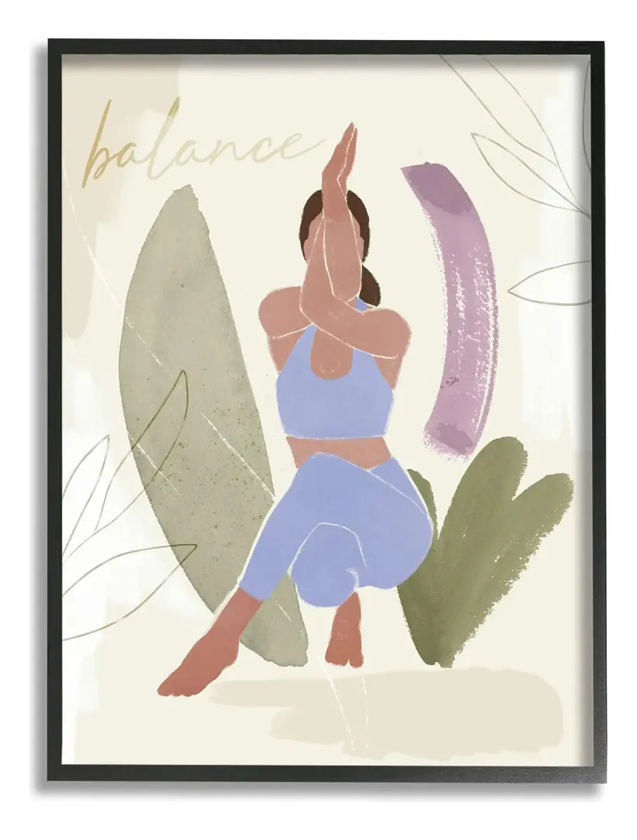 Stupell Industries Balance Fitness Yoga Pose Mo Typography. Cor: verde