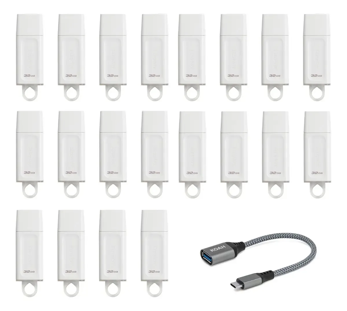 Pen Drive Kingston 32GB USB 3.2 (Branco, Pacote com 20)