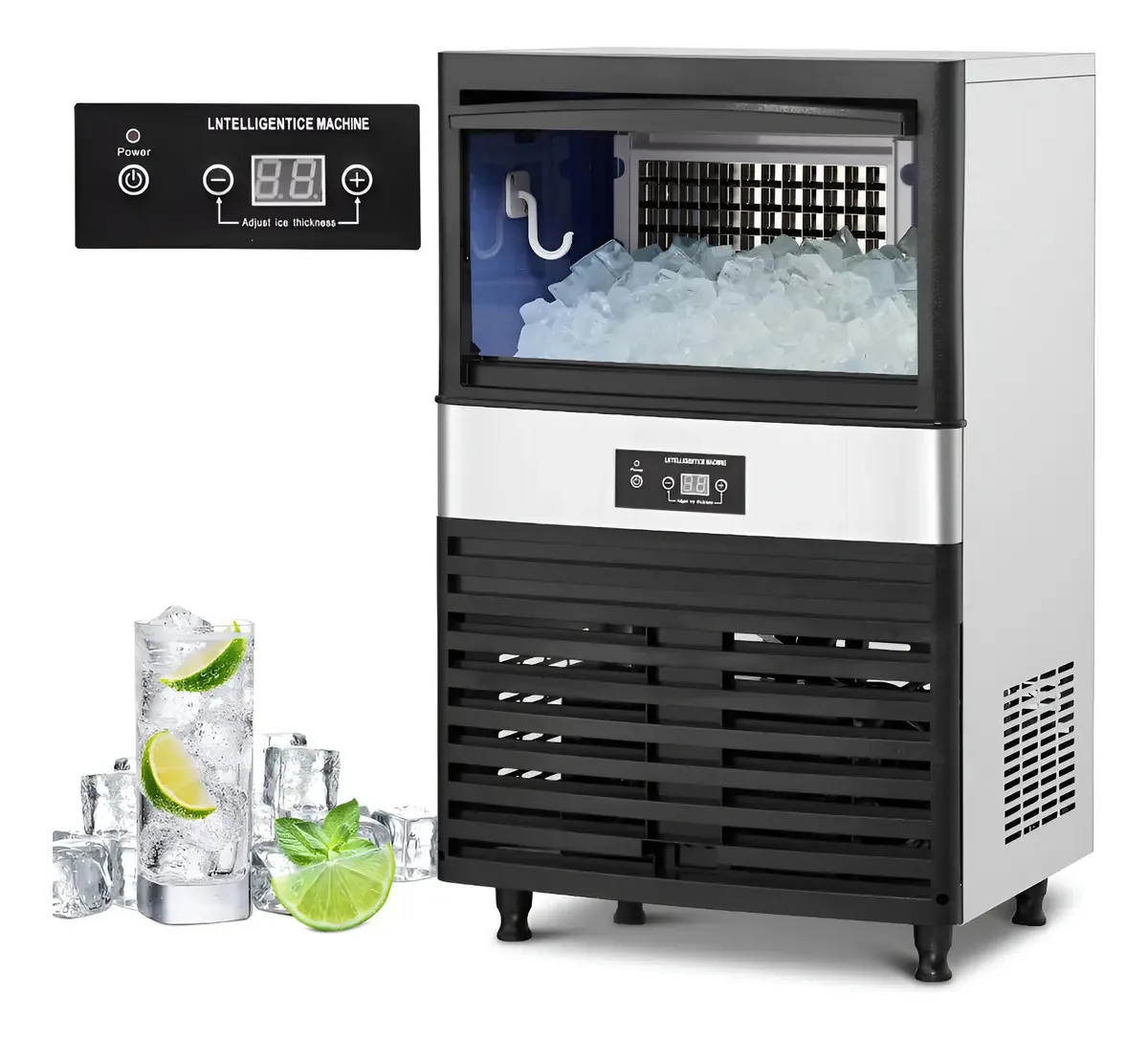 Máquina de fazer gelo comercial, capacidade de 130 libras