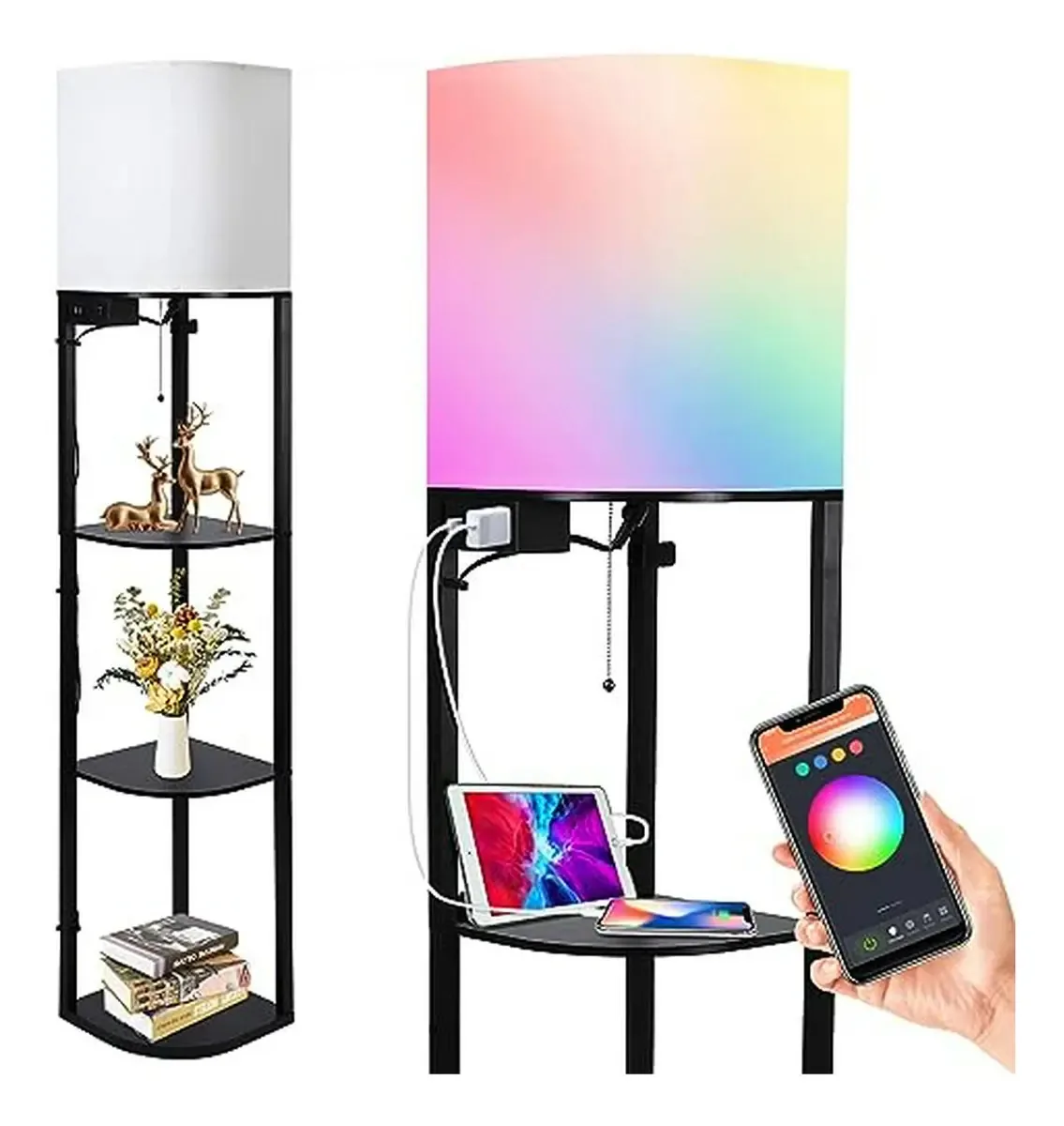 Luminária de chão Rgb com prateleiras