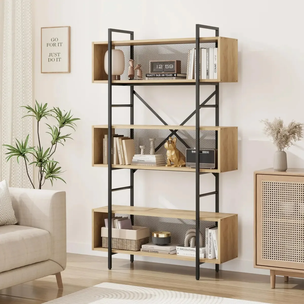 Prateleira Gaomon de 6 camadas com armazenamento, prateleira. Cor Preto