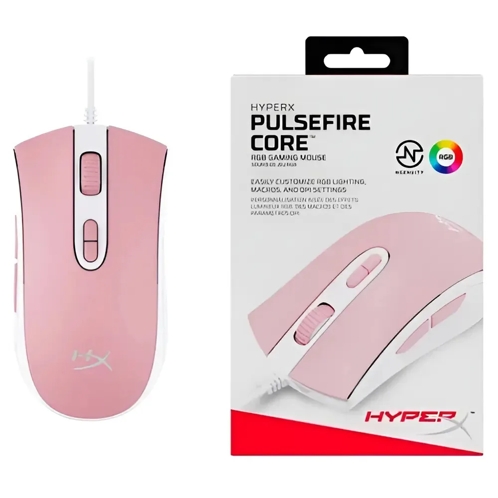 Mouse para jogo HyperX Pulsefire Core branco e rosa