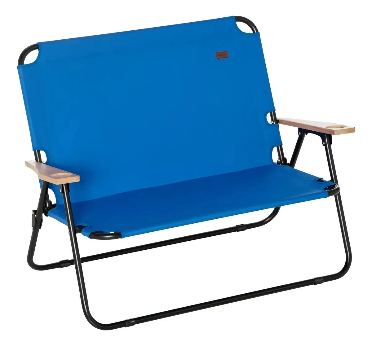 Cadeira de acampamento dobrável Outsunny, par de sofás de dois lugares. Cor: azul