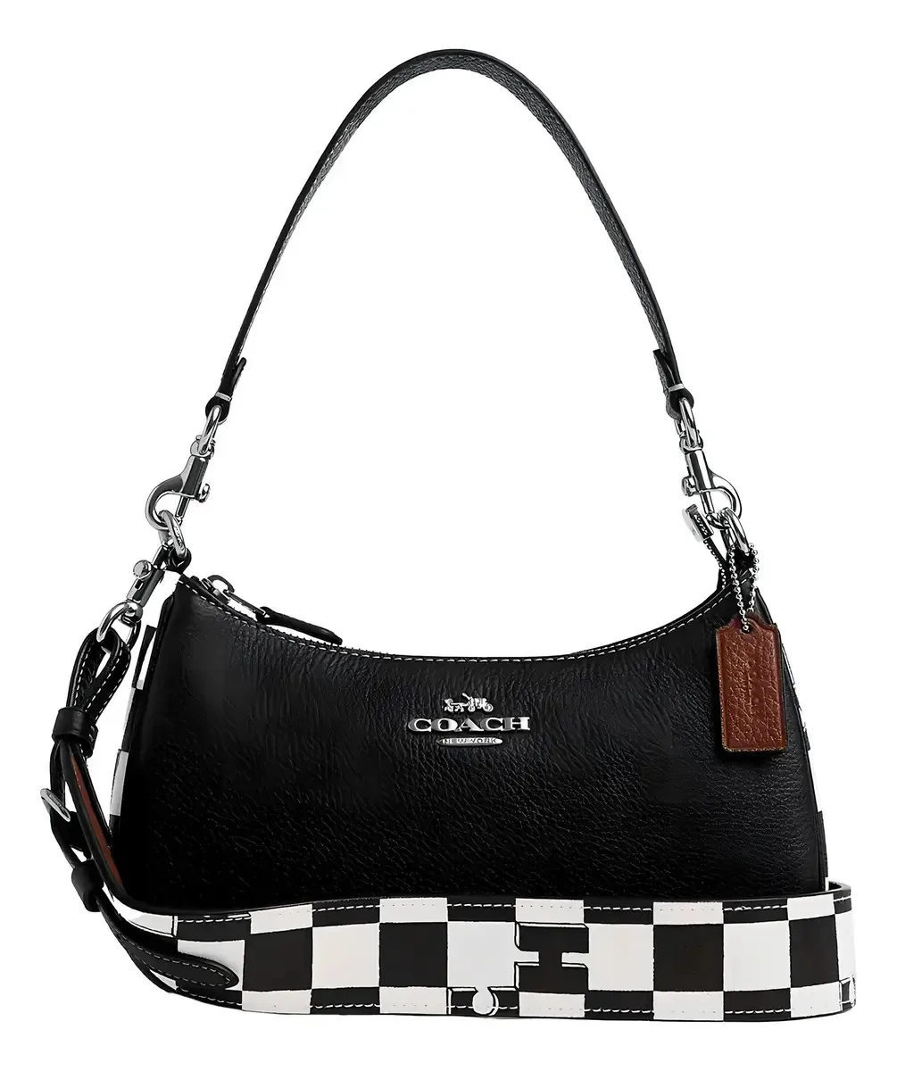 Bolsa de ombro Coach Ca209 Teri, bolsa de ombro, couro, cor preta