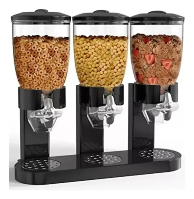 Dispensador de cereais de cozinha com tigela tripla