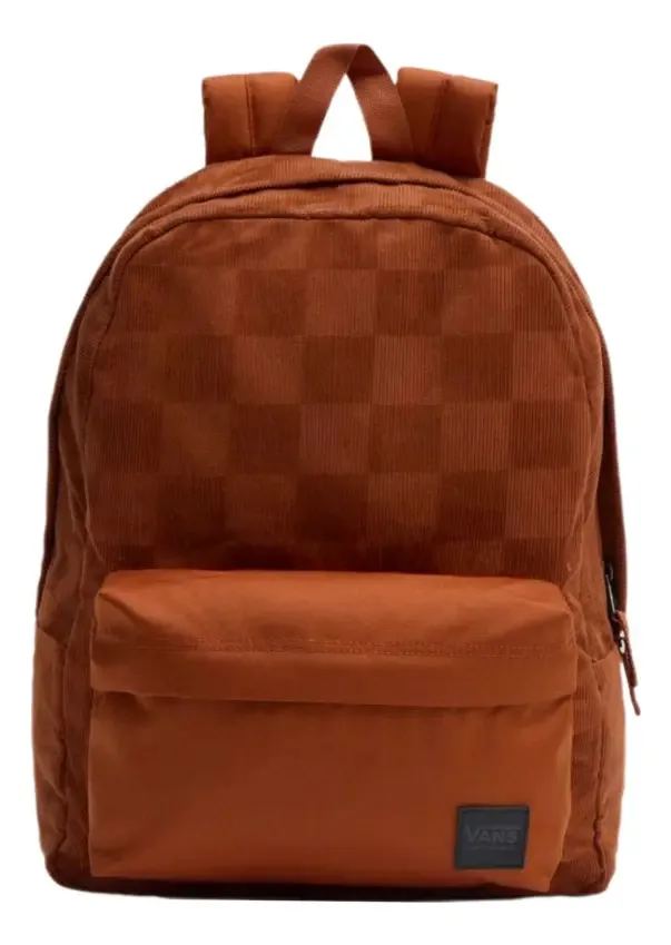 Mochila Vans Urban Fashion, veludo, cor xadrez, cor marrom, design de tecido, xadrez