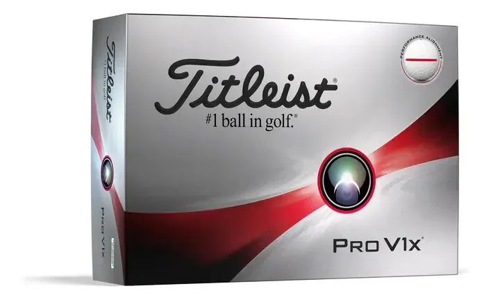 Esfera de alinhamento de desempenho Titleist Pro V1x/branco-vermelho, cor branca e vermelha