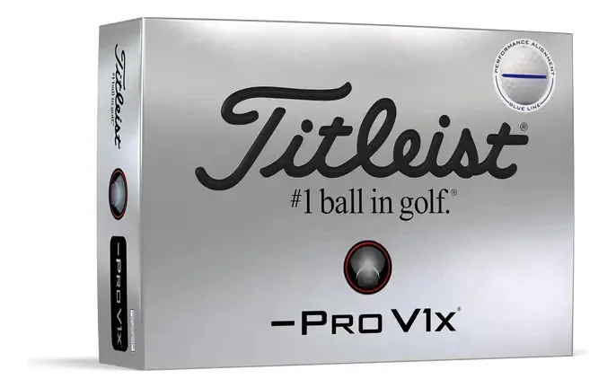 Bola de alinhamento Titleist Pro V1x Dash Performance - cor azul, branca e azul