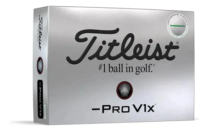 Bola de alinhamento de desempenho Titleist Pro V1x Dash - verde, cor branca e verde