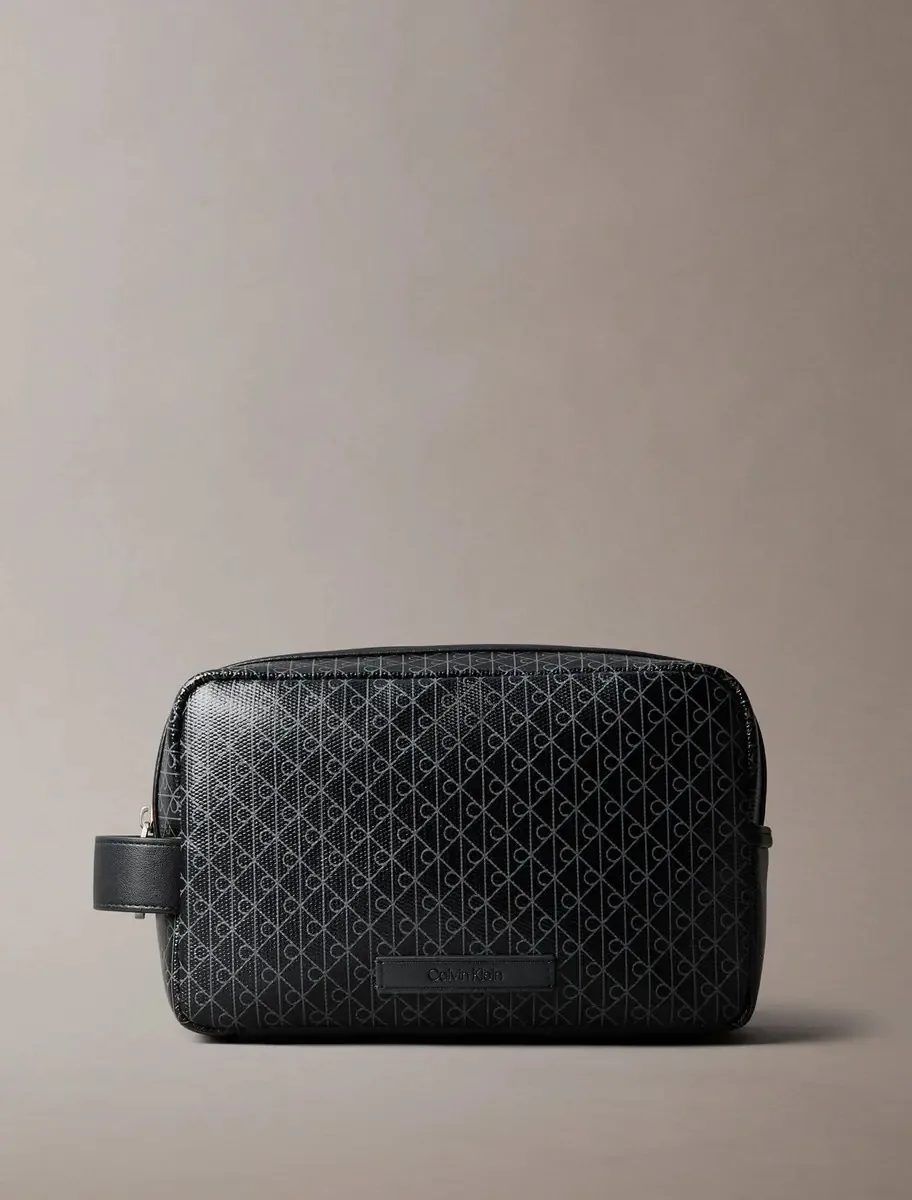 Bolsa de higiene pessoal impressa preta Calvin Klein para homens