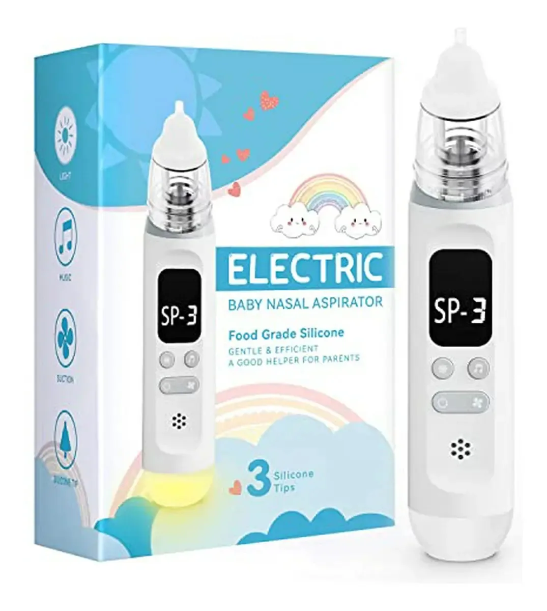 Aspirador nasal elétrico para bebê com sucção ajustável e