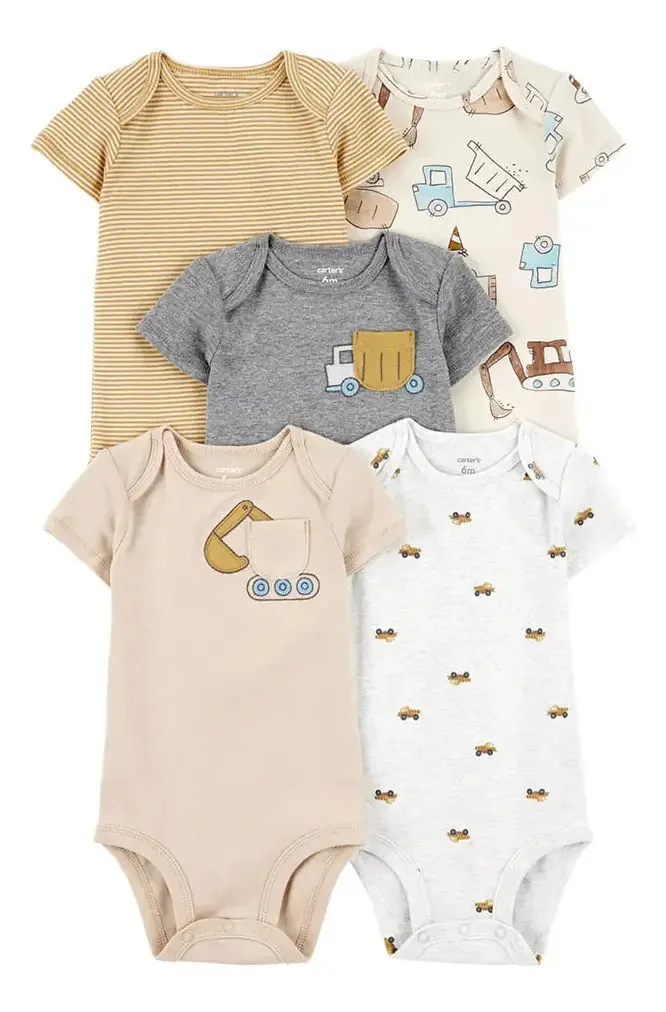 5 Bodies Carters Clothes Baby Body Stripe Auto Bodys Color Stripes — Design automático, tecido de algodão, tamanho 24 meses
