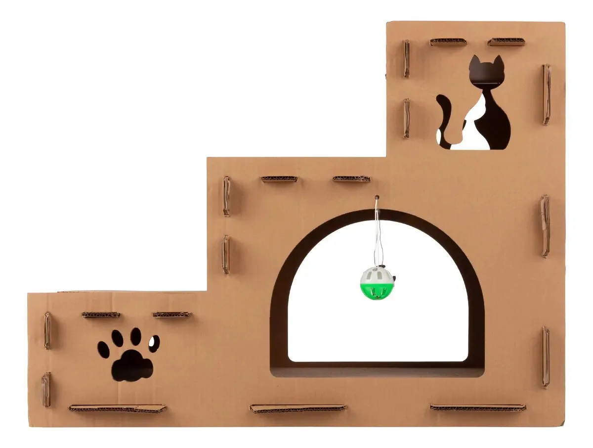 Cat House - Casa de papelão para gatos com almofadas para gatos
