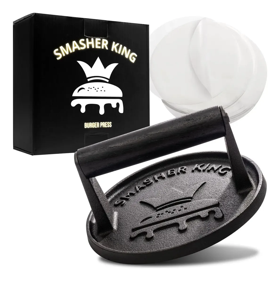Ferro fundido Burger Press Smasher King Premium
