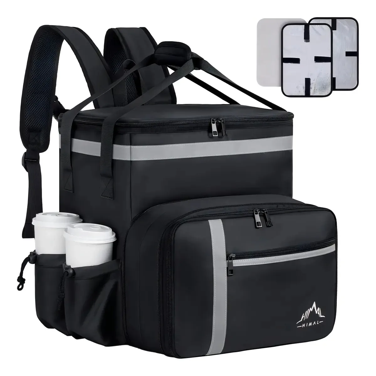 Mochila de comida Gohimal, bolsas isoladas, preta