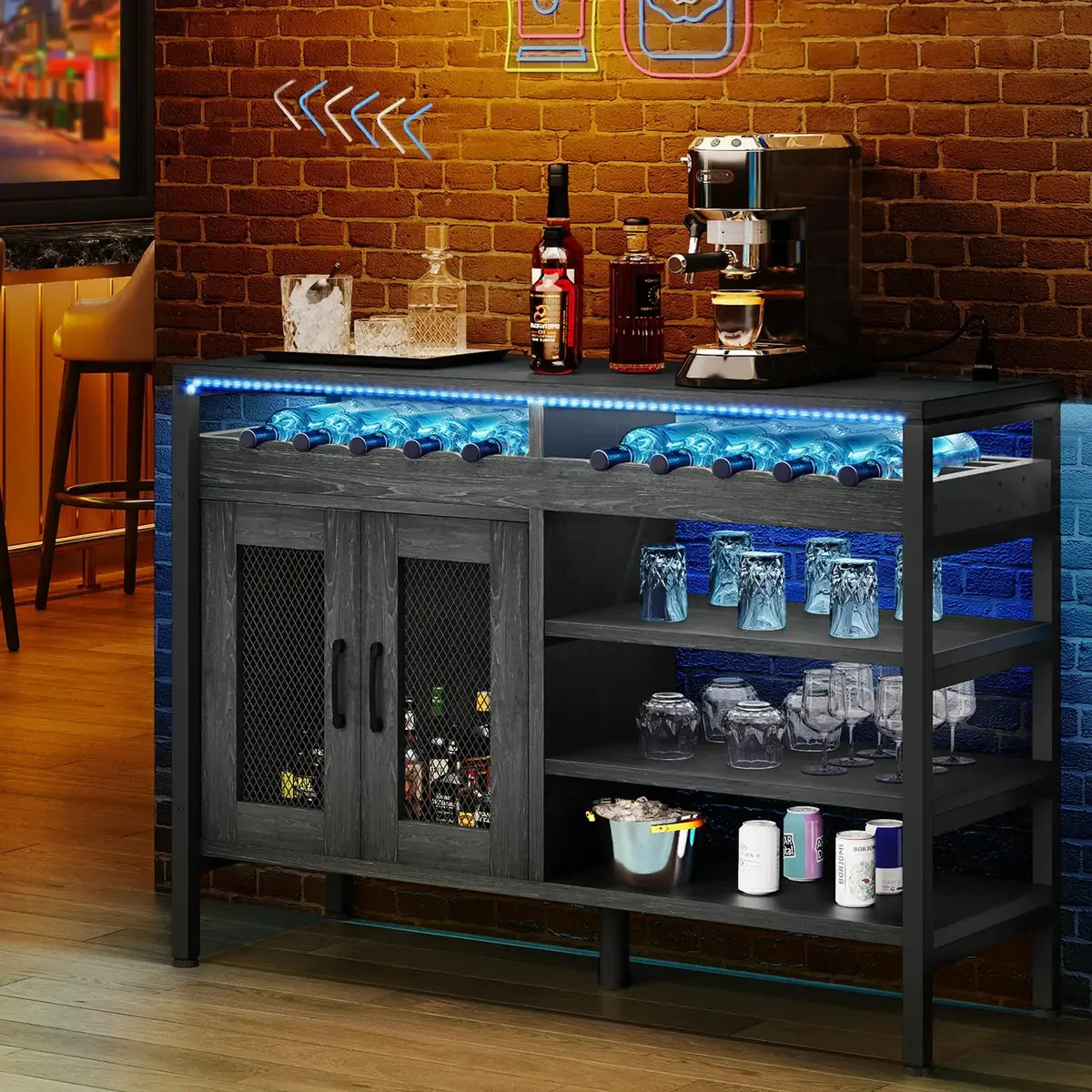 Móveis de bar doméstico Yitahome MayiHWCB5L Cor preta