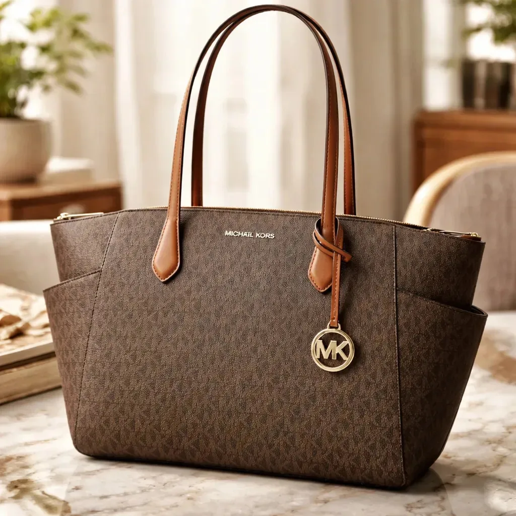 Bolsa Michael Kors Com O Logotipo Da Assinatura De Marilyn Marrom-escuro Lisa Ouro Marrom