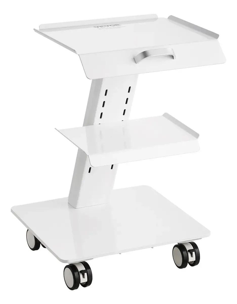 Carrinho de laboratório Vevor de 3 camadas e 3 gavetas, branco