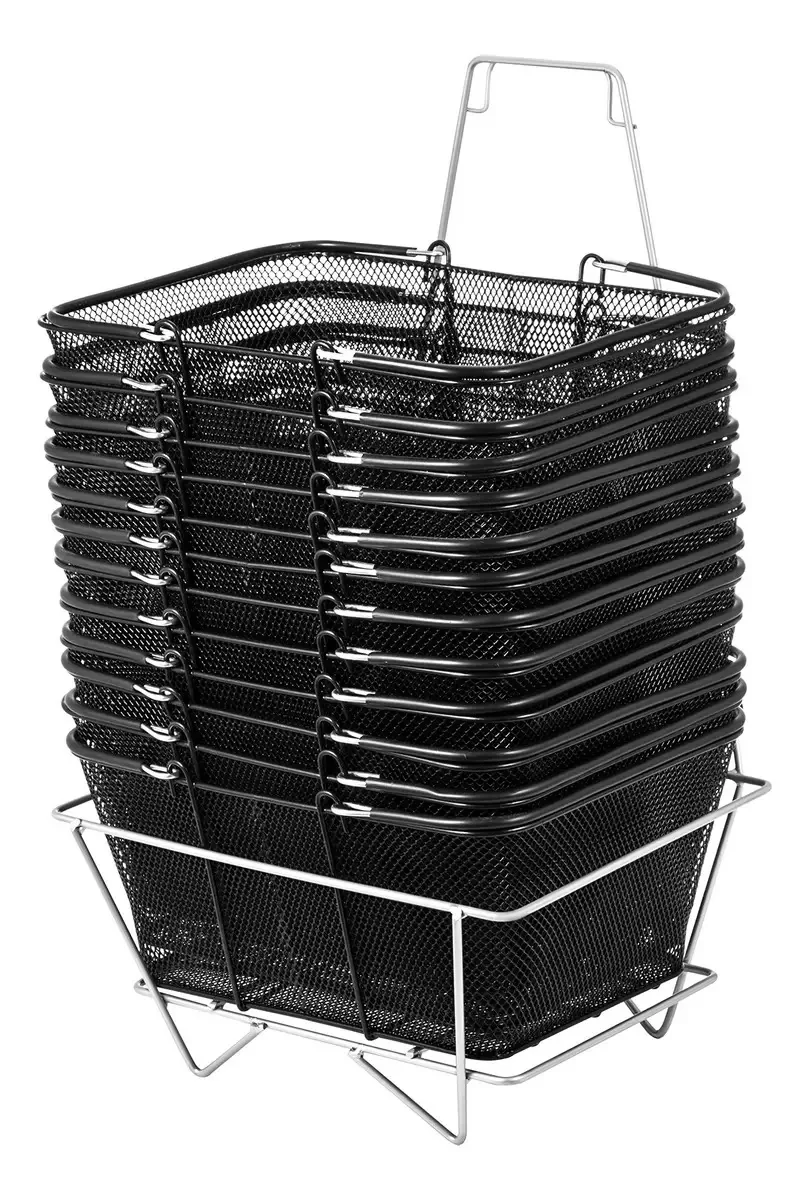 Cesta de compras preta Vevor com alças 12 peças 22 L
