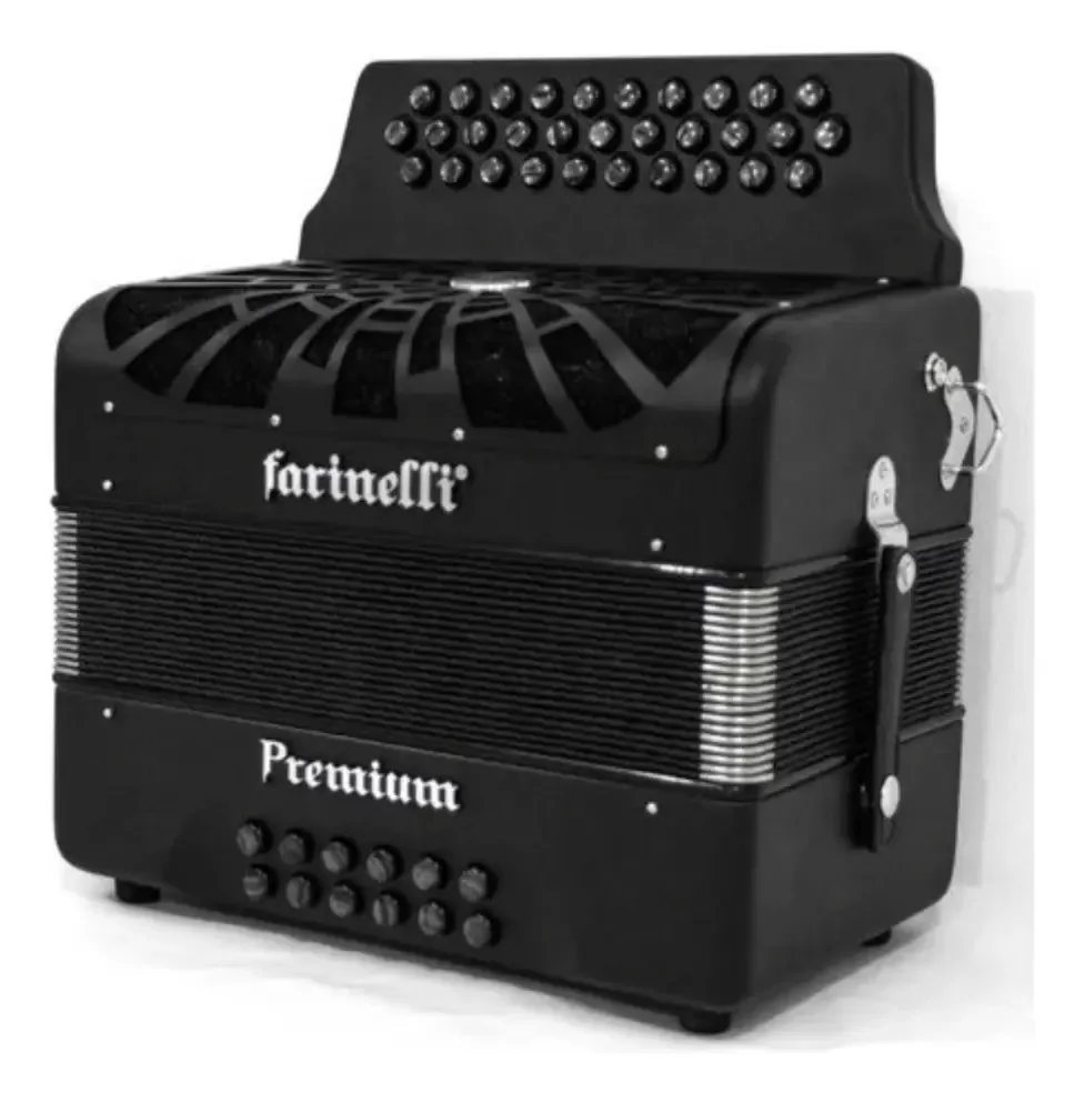 Acordeon Fa Black 31 Button 12 Basses Farinelli 3012fnhg Full