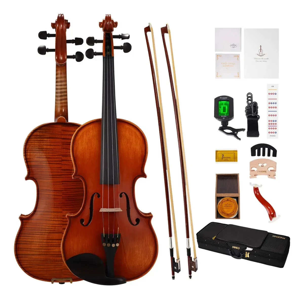 Conjunto de violino 4/4 Phoenix em tamanho real
