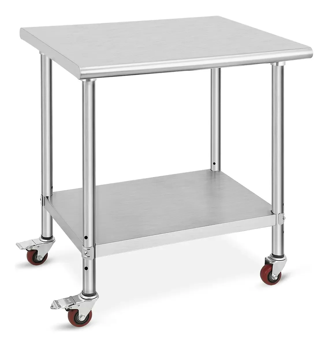 Mesa de trabalho em aço inoxidável 76 x 61 x 89 cm com roda