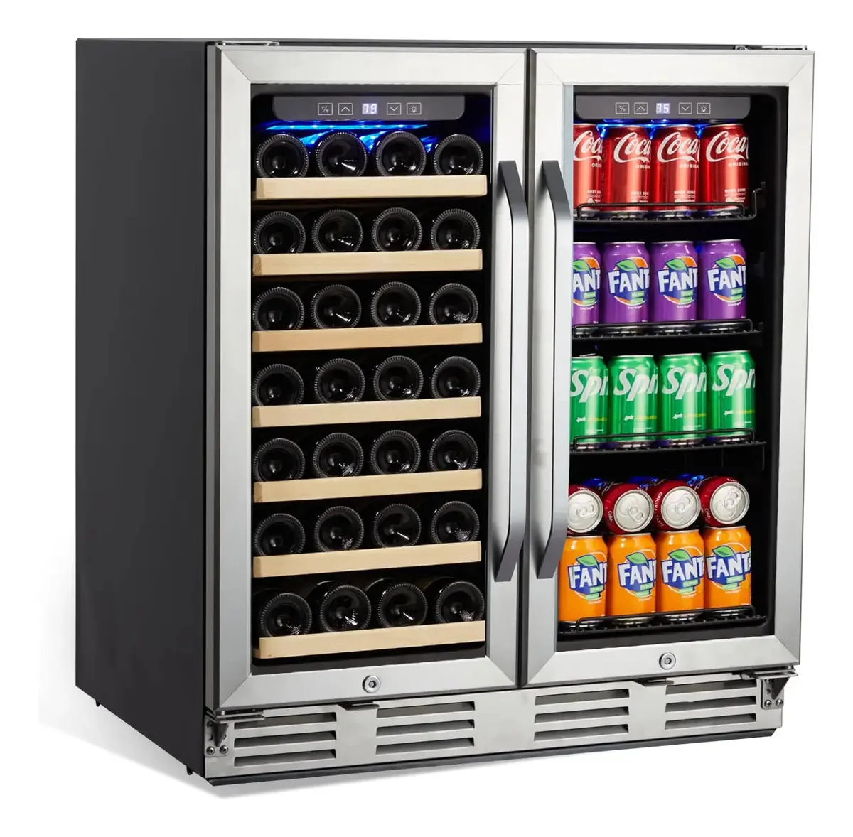 Refrigerador de vinho, 33 garrafas e 96 latas, 30 polegadas