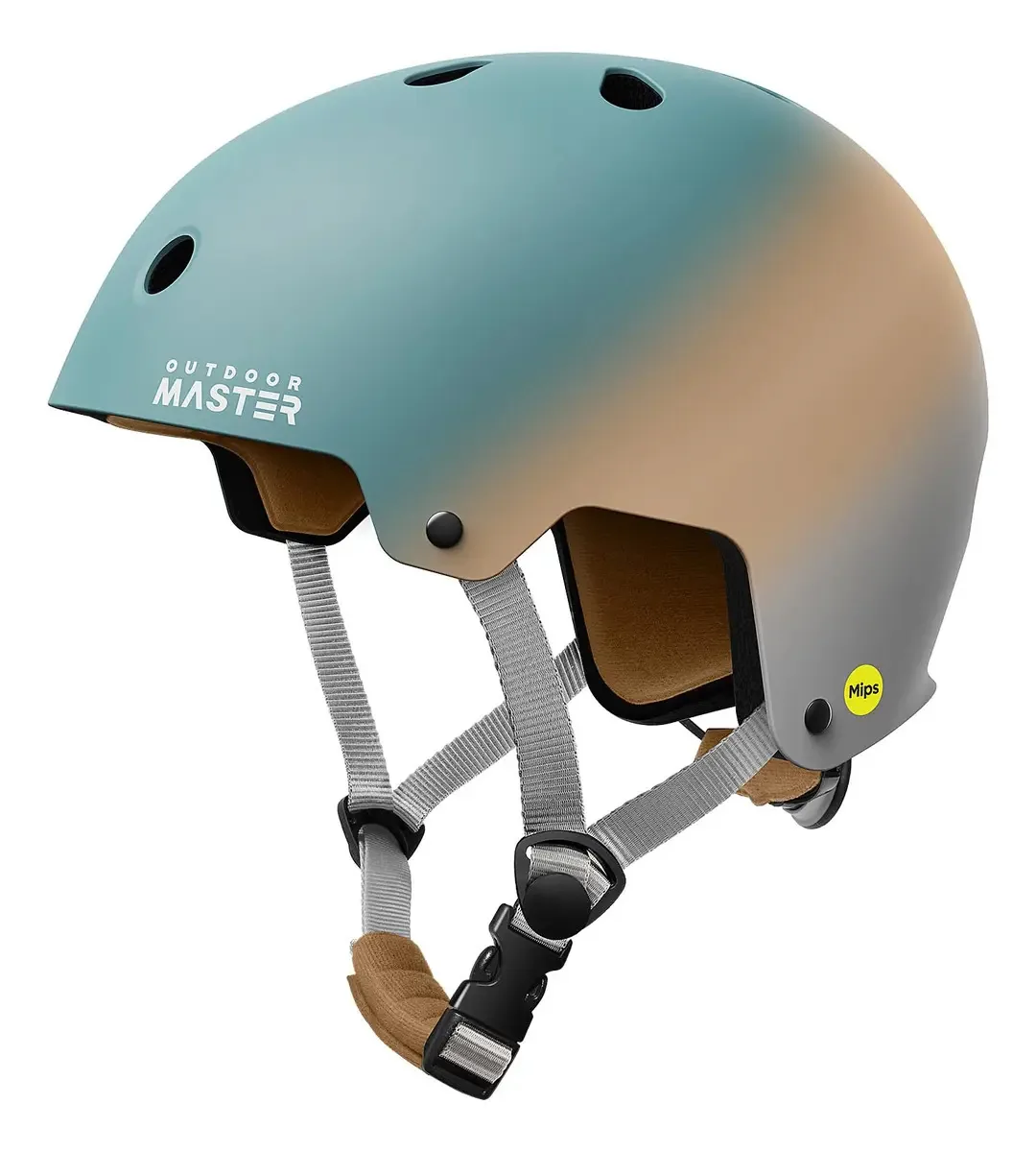 Skate Outdoormaster Mips e capacete de skate em linha - tamanho verde gradiente amarelo