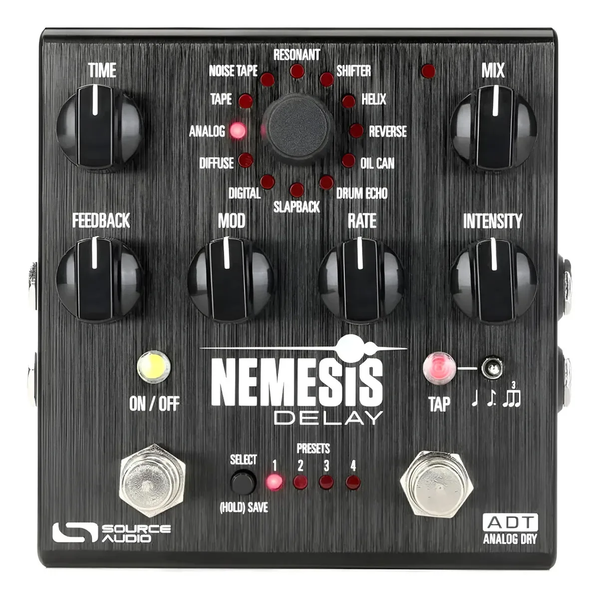 Pedal de efeitos de atraso estéreo com 128 predefinições