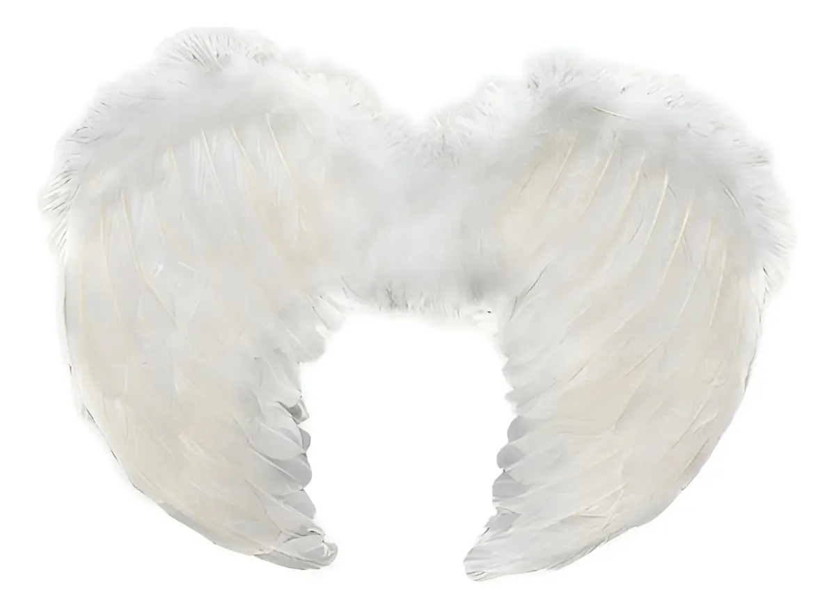 Asas de anjo com penas - Fantasia branca de Halloween 60x40