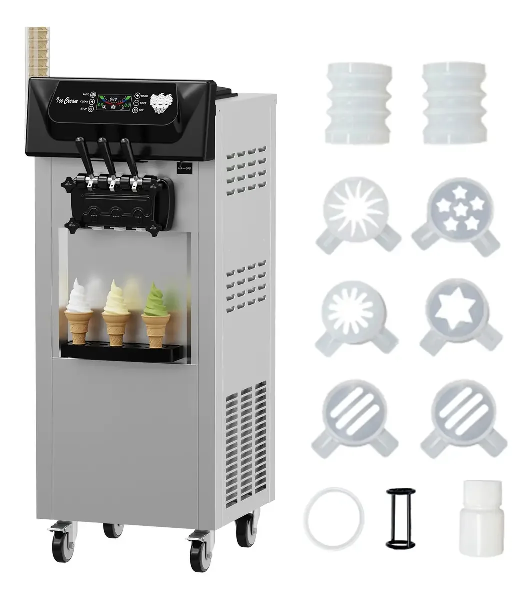 Máquina de sorvete comercial de 20-28 L/h de limpeza automática
