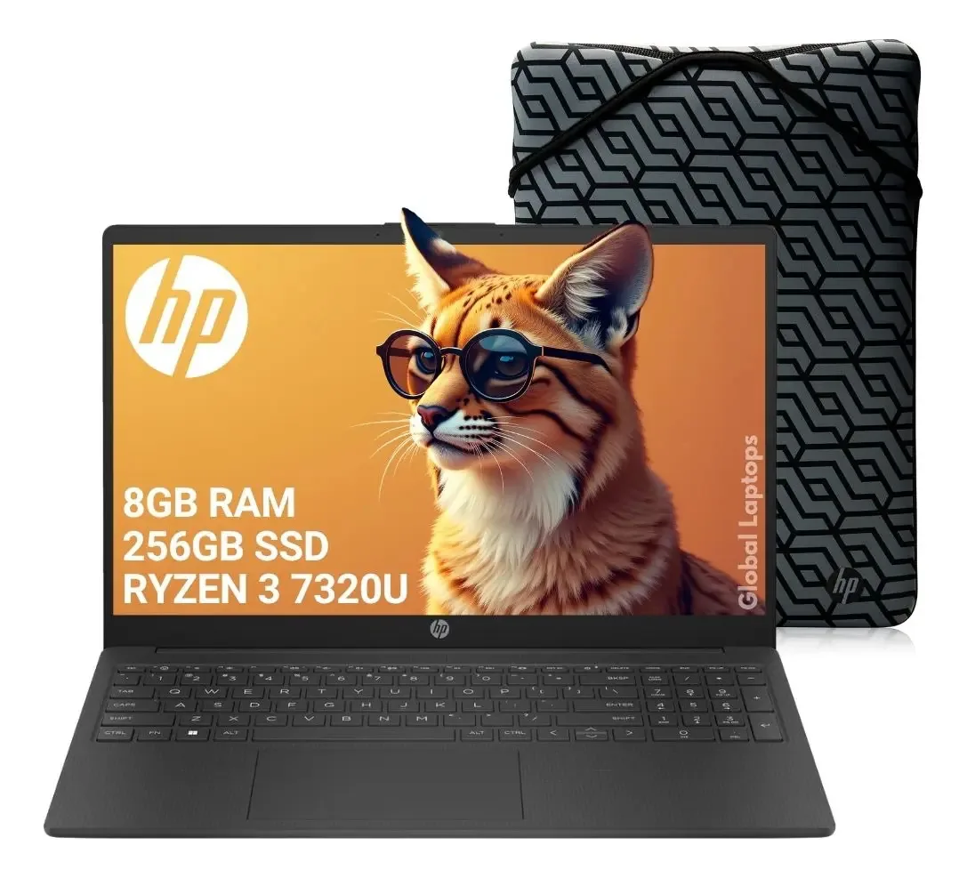 Ecrã SSD Hp Ryzen 3 7320u 8gb Ram 256gb Ssd 15.6 Amd Radeon Graphics inclui Windows Laptop 15-fc0382 Con Regalo