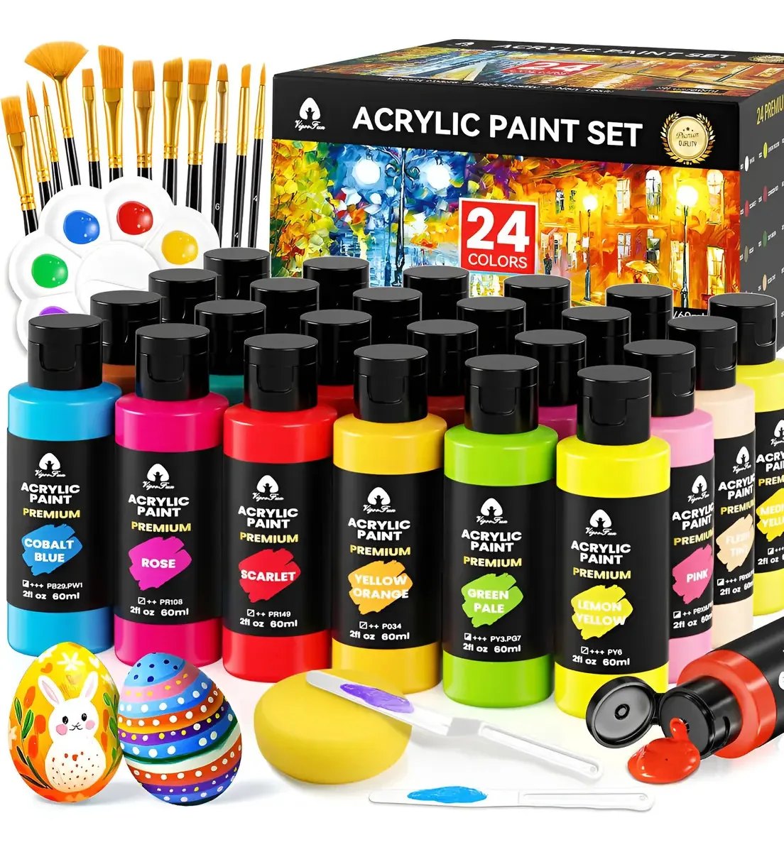 Conjunto profissional de tinta acrílica - 40 peças completas