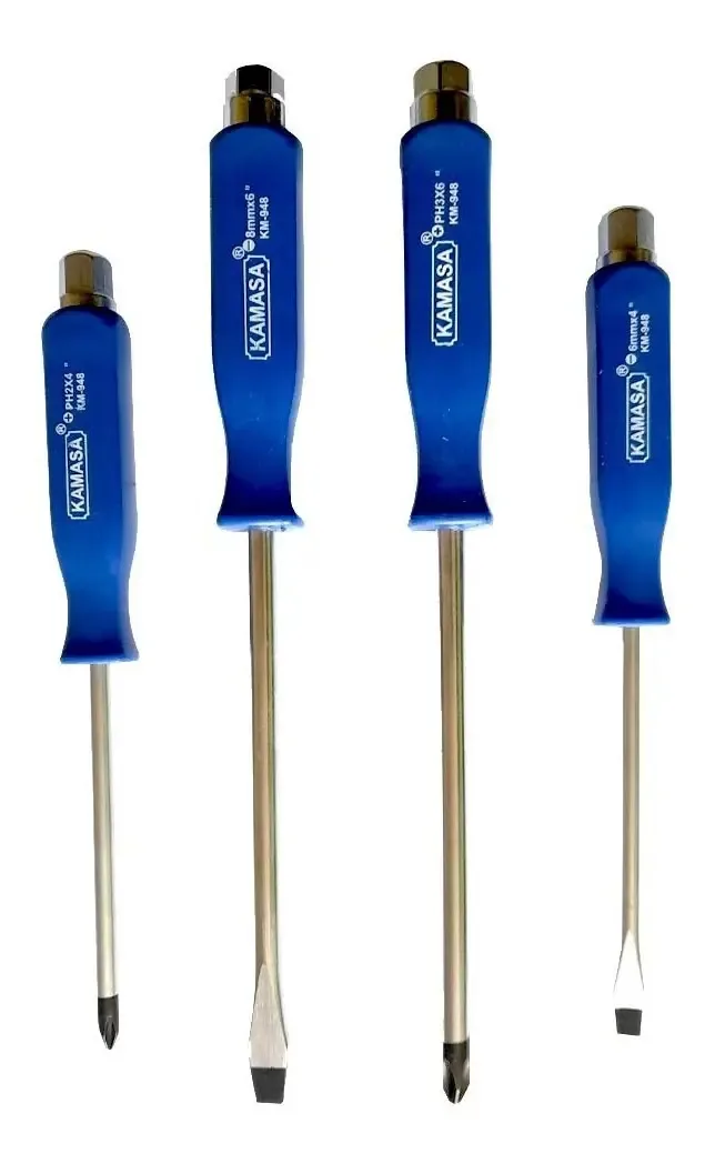 Conjunto/kit de chaves de fenda de impacto Kamasa de 4 peças