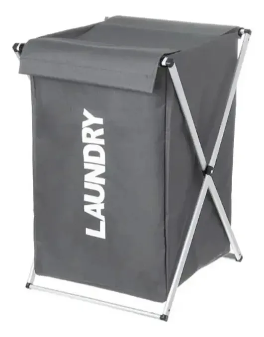 Cesto de roupa suja: organizador de cesto de roupa dobrável com tampa, cor cinza