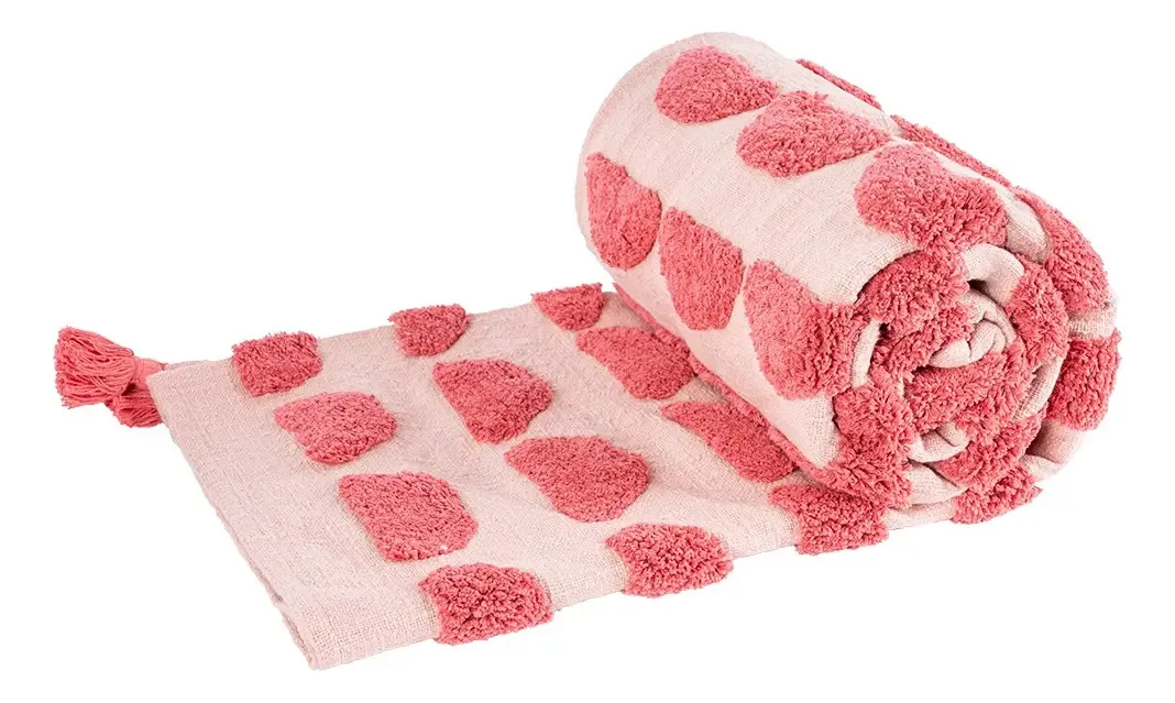 Cobertor decorativo Ootsil, rosa-rosa, círculos